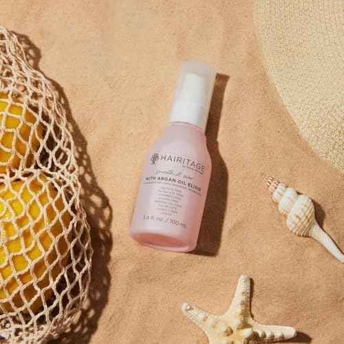 Hairitage Argan Oil Hair Oil Spray for Frizzy, Curly + Dry Damaged Hair - Lightweight Hair Oil Conditioner for Women + Men - Styling + Finishing + Control Flyaways - Moisturize + Repair Hair