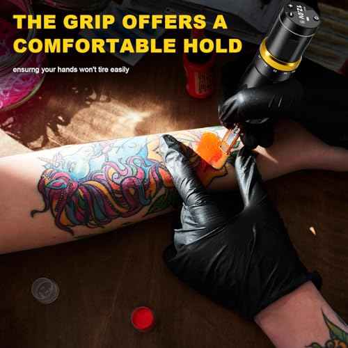 KVM Tattoo Gun Kit - Wireless Tattoo Machine - 7 Adjustable Stroke Options - 1500mAh Power Supply (Tattoo ink is for tattoo practice only)