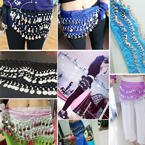 Multi-Row Coins Belly Dance Wrap & Hip Scarf, Sequins Head Chain Festival Halloween Prom Costume Hair Accessories Headbands Headpieces for Women and Girls