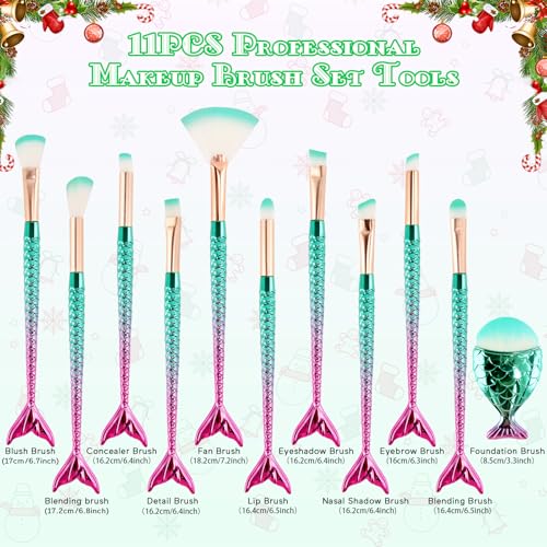 NICEMOVIC Stocking Stuffers for Kids Girls, 11PCS Kids Makeup Brushes Sets for Girls, Cute Stuff for Tween & Teen Girl Gifts Trendy Stuff Christmas Birthday Gift Ideas Cute Make Up Tool Set
