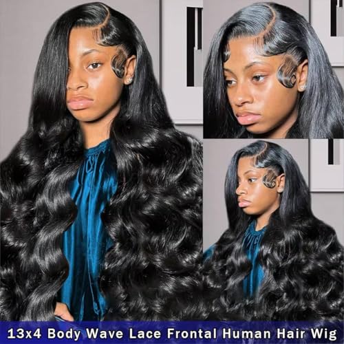 20Inch 13x4 HD Lace Front Wigs Human Hair 180% Density Body Wave Lace Front Wigs Human Hair Lace Front Wigs for Women Glueless Body Wave Wigs Human Hair Pre Plucked with Baby Hair Natural Black