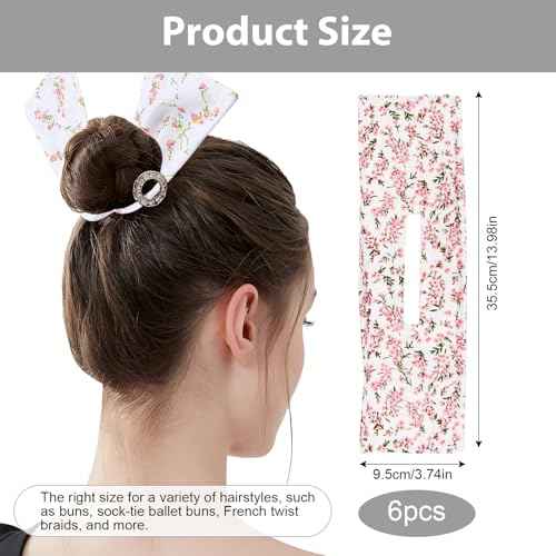 Deft Hair Bun maker - Cute Bun Hair Twister Set, Flexible Hair Donuts for Buns, Polka Dots Floral Pattern Lazy Curler, French Braiding for Women's Long, Thick or Thin Hair (Pink)