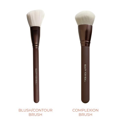 Beauty For Real Essential Pro Complexion Brush Set - Includes 4 Brushes: Blush/Contour, Complexion, Powder & Concealer - Vegan & Cruelty Free