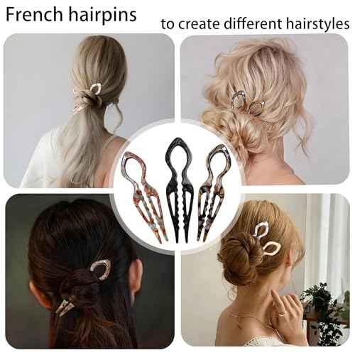3PCS Prestige French Hair Pin for Women,French Hair Pin for Thin Thick Hair,Double-notch Locking Mechanism Anti-loosening Women Hair Accessories