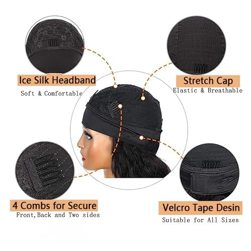 Headband Wig Human Hair Curly Wigs for Black Women 22 inch Wigs Human Hair Glueless Wear and Go None Lace Front Wig Headband Wigs Machine Made 180% Density Natural Color