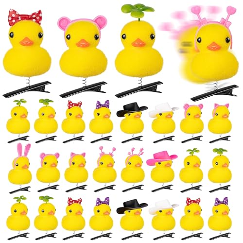 24 Pcs Duck Clips for Hair, Cute Festival Rave Sprouts, Yellow Hair Accessorie for School Home Party Props