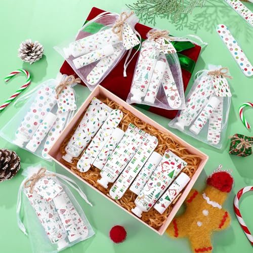 36 Sets/216 Pcs Christmas Party Favors Christmas Hand Cream Body Lotion Lip Balm Nail File Gifts Set Xmas Stocking Stuffers Travel Size Lotion Bulk Holiday Party Supplies for Coworkers Women Adults