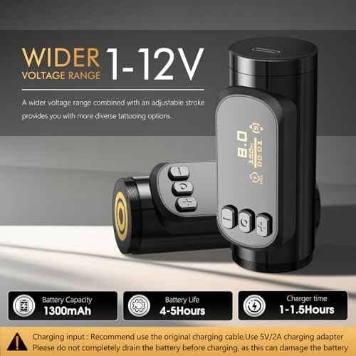 Ambition Sally 270 Rotary Tattoo Gun, Wireless Tattoo Machine with Adjustable Stroke 1300 mAh Battery 270 g.cm Torque Coreless Motor, Permanent Makeup Tattoo Pen for Eyebrow Eyeliner Lips SMP Artists