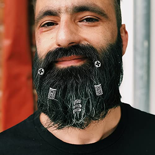 85Pcs Viking Norse Rune Beard Beads Ring Hair Braids Dreadlock Dreads Skull Snake Wolf Cross Turquoise Filigree Cuff Pirate Accessories Clips Pins Tube Locs Hair Extension Jewelry Vintage Silver