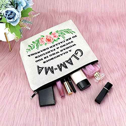 Grandma Gifts from Grandchildren Makeup Bag Mother's Day Gifts Birthday Gifts for Grandmother Best Grandma Ever New Glamma Gifts Thank You Gift for Women Nana Travel Cosmetic Pouch Christmas Gift