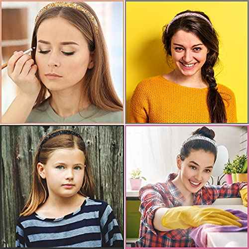 Waydress 4 Pieces Rhinestone Headband for women Glitter Sparkly Rhinestone Hairbands Bling Diamond Crystal Headwear for Women Girls Hair Accessories Birthday Wedding Gifts(Simple Color)
