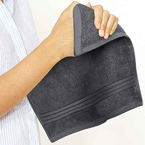 Utopia Towels 12 Pack Premium Wash Cloths Set, 12 by 12 Inches, 100% Cotton Ring Spun, Highly Absorbent and Soft Feel Washcloths for Bathroom, Spa, Gym, and Face, Grey