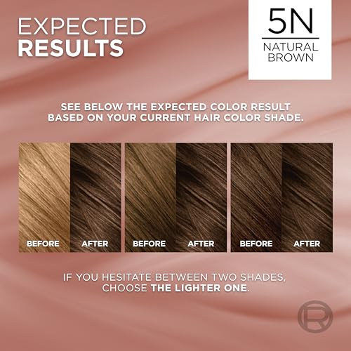 L¡¯Oreal Paris Excellence Universal Nudes Permanent Hair Color, Ammonia Free Hair Dye for Gray Hair Coverage, 5N Natural Brown, 1 Hair Dye Kit
