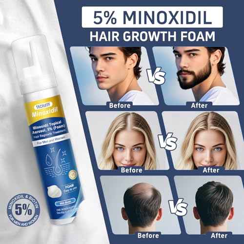 4 Packs Minoxidil Foam, 5% Minoxidil for Men and Women, Infused with Biotin, Hair Growth Treatment, Supports Thicker and Fuller Hair & Beard, Upgraded version (Minoxidil Foam 8.44Oz, 4-Month Supply)