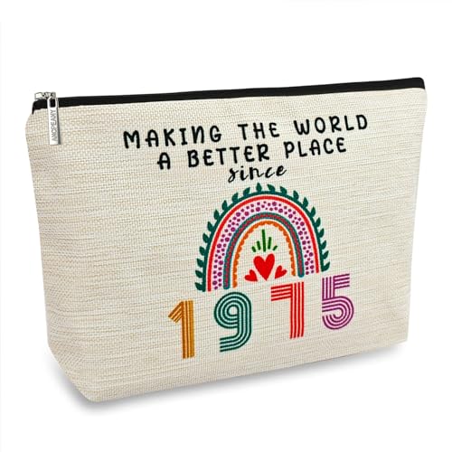 ancpeany 50th Birthday Gifts for Her, Funny 1975 50th Birthday Decorations Makeup Bag, Anniversary 50 Old Year Gift Ideas for Women, Wife, Sister, Mom, Aunt, Cool Cosmetic Travel Bag for Mothers Day