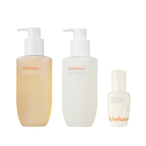 Sulwhasoo CLEANSING BUNDLE - Gentle Cleansing Oil & Gentle Cleansing Foam & First Care Activating Serum VI Bundle, Deeply Cleanse, Hydrate, and Strengthen Skin Barrier
