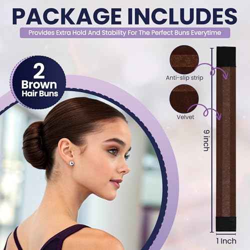 Andlane French Hair Bun Maker - Easy Donut and Bun makers for Women's hair Quick Updos - Snap-and-Roll Perfect Tool for Kids and Twist Tool Clip (Brown - Pack of 2)