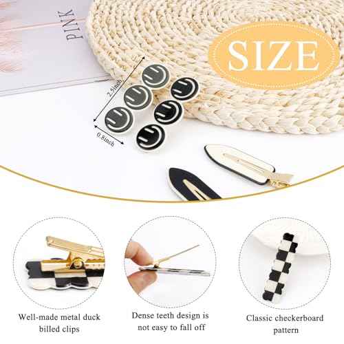18pcs Checkered Hair Clips No Bend Hair Clips No Crease Black White Checker Barrettes Cute Hair Accessories for Women