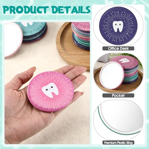 Geetery 18 Pcs Dentist Appreciation Gifts Tooth Compact Mirrors Dental Hygienist Assistant Accessories for Dental Students Woman Office Staffs Assistants