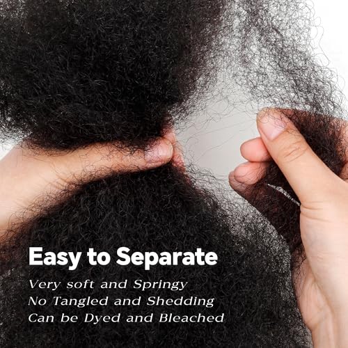 Afro Kinkys Bulk Human Hair, 22 Inch 50G/Pack Soft 4C Afro Kinky-Curly Human Hair Bulk for Twist Dreadlocks Extensions Repair Locs Natural Black 1 Pack (1B, 22inch)