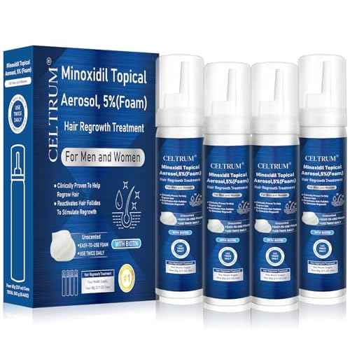 5% Topical Minoxidil Foam, Minoxidil for Men and Women, Infused with Biotin, Hair Growth Treatment, Supports Thicker and Fuller Hair & Beard (Minoxidil Foam, 8.44oz, 4 Month Supply)