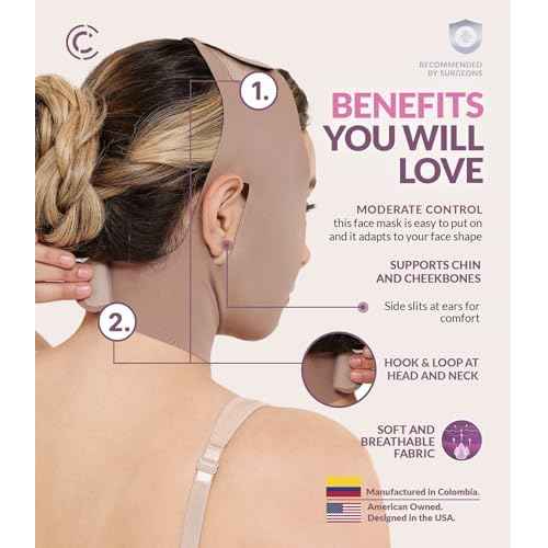 CURVEEZ Face Toning Belt Post Surgery Lipo Compression Chin Strap For Women | Faja Mentonera Reductora para Papada Y Cuello | For Use After Face and Chin Surgery