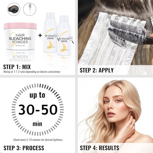 Bleach for Hair Lightening, Professional Hair Bleaching Powder, High Performance Up to 9 Levels of Lift for Hair Highlights & Lightening