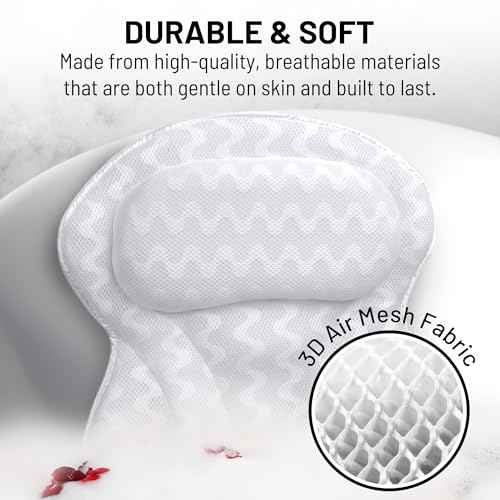 Sierra Concepts Bath Pillow Spa Bathtub Ergonomic for Tub, Neck, Head, Shoulder Pillows Support Cushion Headrest - Luxury Soft 3D Mesh + Strong Grip Suction Cups Soaking Large, Paradise