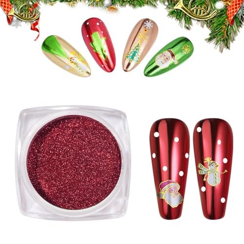 Pretty Diva Red Chrome Nail Powder, Red Nails Chrome Powder Metalic Chrome Nail Powder Mirror Effect Chrome Powder Pigments for Nails - Decoration for DIY Nail Art, Craft
