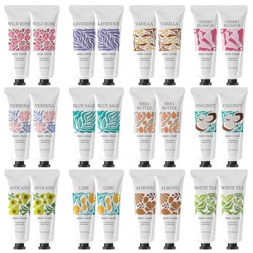 24 Pack Hand Cream Gifts Set for Women, Hand Lotion Travel Size Hand Cream Bulk, Mini Moisturizer Hand Lotion for Dry Cracked Hands, Bridesmaid Gifts, Nurse Teacher Appreciation Gifts, Party Favors
