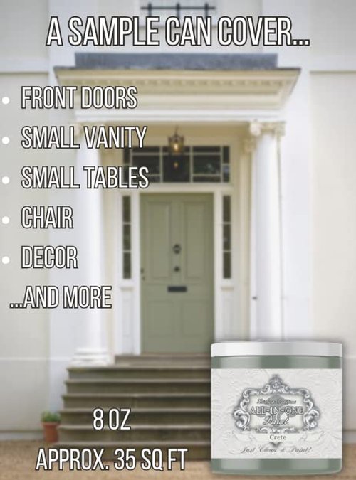 ALL-IN-ONE Paint, Durable cabinet and furniture paint. Built in primer and top coat, no sanding needed. Includes our 30 featured color card - Cobblestone (gray), 8oz Sample