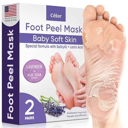 Foot Peel Mask - Foot Mask for Baby Soft Skin - Remove Dead Skin, Dry, Cracked Feet & Callus, Foot Spa, Made with Aloe Vera Extract for Women and Men (2 Pair (Pack of 1), Lavender)