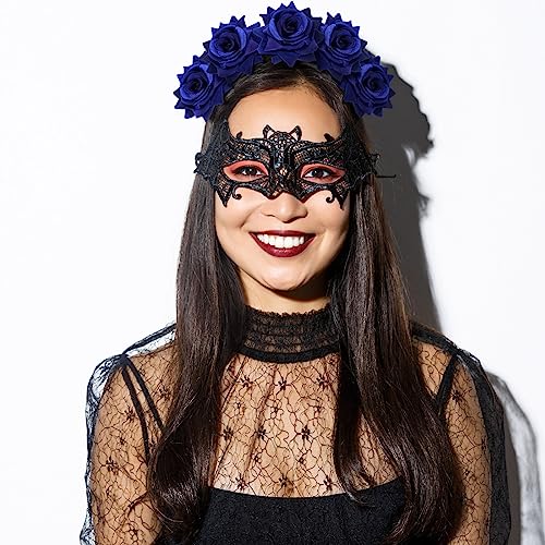 Geyoga Flower Hair Clip Set, 6 Pcs Rose Hair Accessories for Women Girls Wedding Dancing Party (Navy Blue)