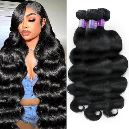 14A Human Hair Bundles 14 16 18 Inch Body Wave Bundles Human Hair 100% Unprocessed Brazilian Virgin Hair Body Wave 3 Bundles Human Hair Extensions for Women