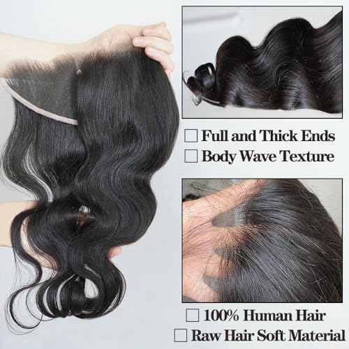 Body Wave 0.095mm Real HD 13x4 Lace Frontal Brazilian Human Hair Real Invisible HD Lace Human Hair Ear to Ear Full Density Lace Frontal Closure Tiny Knots (18inches)