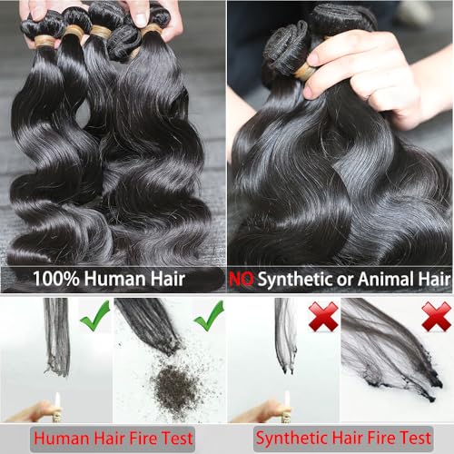 Body Wave Bundles Human Hair 16 18 20 Inch 12A 100% Brazilian Human Hair Bundles Black 3 Bundles