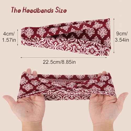 obeoby 8 Pack Headbands for Women, Boho Style Headbands Non Slip Fashion Wide Headband Hair Wrap Stocking Stuffers for Women Girls