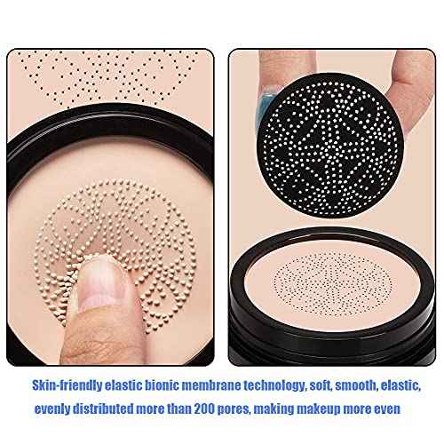 Mushroom Head Air Cushion CC Cream, Moisturizing Concealer, BB Cream Makeup Base, Long Lasting with Mushroom Makeup Sponge, Easy to Apply (01#, Lvory)