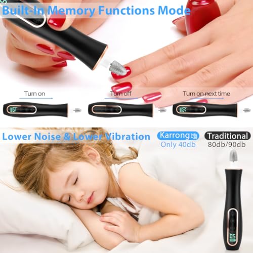 Professional Manicure Pedicure Kit, Cordless Electric Nail File Set, 360¡Æ LED Light Nail Drill Machine with LCD Display, 10 Speeds Rechargeable Nail Drill for Gel Nail Thick Toe Nails Christmas Gifts