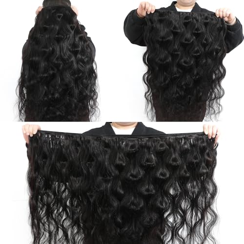 15A Raw Human Hair Bundles Body Wave Human Hair, 14 16 18 inches No Tangle Shedding,Triple Lifespan Indian Virgin Hair,Multiple Washes Keep Texture Silky Soft