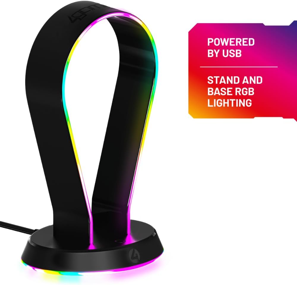 4Gamers Light Up Headset & Stand Bundle - Compatible with Gaming Consoles, PC, Mobile and Tablet
