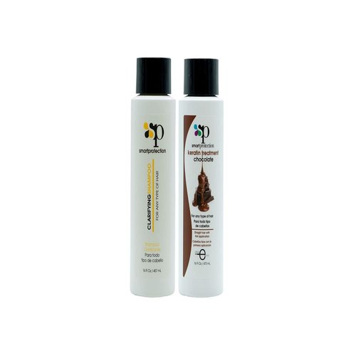 Infinito Colors Chocolate Medium Strength Keratin Treatment with Clarifying Shampoo 16oz by Smart Protection