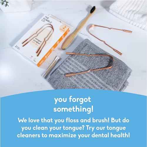 The Humble Co. Copper Tongue Scraper ? 100% Copper Tongue Cleaner, For Superior Oral Care, Dental Hygiene and Tongue Cleaning, Helps Eliminate Bad Breath, BPA Free (2pk)