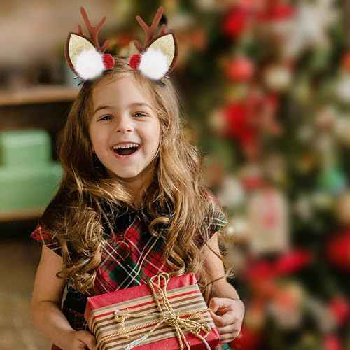 Boobeen Christmas Hair Clip - 2 Pairs Cute Reindeer Antlers Ears Accessory Headdress Hairpin for Party (10-13)