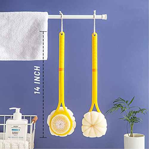 Shower Body Brush,Soft Bristles and Beautiful Pumpkin Loofah 14¡± Long Handle Back Scrubber Bath Mesh Sponge for Skin Exfoliating Bath,Massage Bristles Suitable for Wet or Dry,Men and Women (Grey)