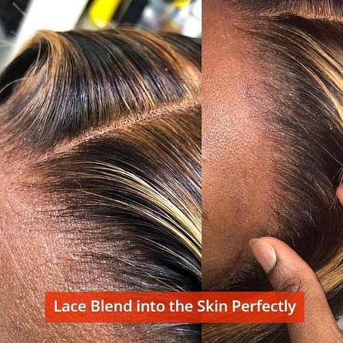 Lemoda Outlet Deal 24Inch Highlight Body Wave Human Hair Lace Front Wigs 13x4 Ombre 4/27 Lace Frontal Wig 12A 180 Density Virgin Human Hair Wigs Natural Hairline