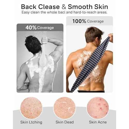 Yiclick 2 Pack Exfoliating Washcloth Towel - Body Scrubber Exfoliator, Loofah Sponge, Korean & Japanse & African Net Sponge Rag - Back Scrubber Washer for Use in Shower Bath