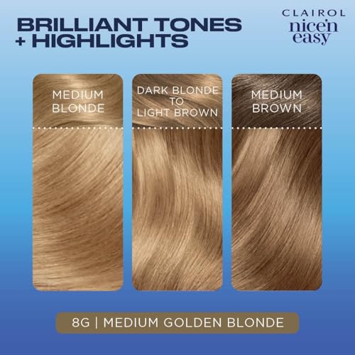 Clairol Nice'n Easy Permanent Hair Dye, 8G Medium Golden Blonde Hair Color, Pack of 1