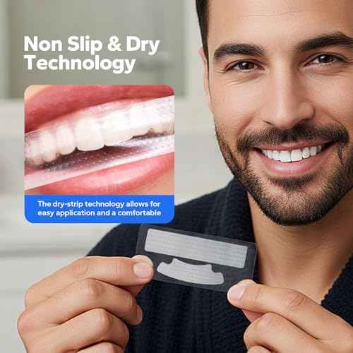 Teeth Whitening Strips (16 Treatments, 32 Count), Enamel Safe for Teeth Whitener, Whitening Strips with Coconut Oil, Formulated to Be Gentle & Non Slip and Quick-Dry, Stains Removal