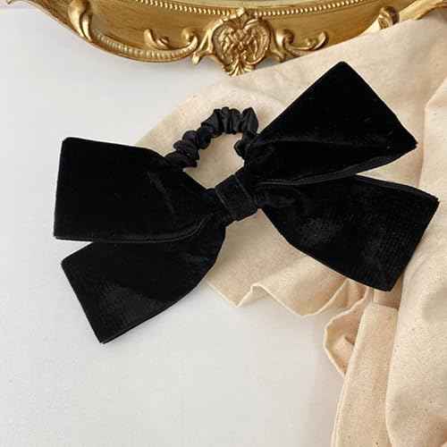 Velvet Scrunchies with Bow and Rubber Bands - Hair Ties, Ponytail Holders, and Hair Accessories for Girls and Women